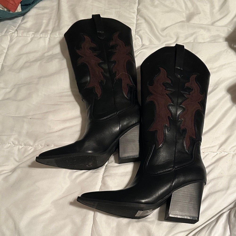 Primark Black and Brown Heeled Boots
